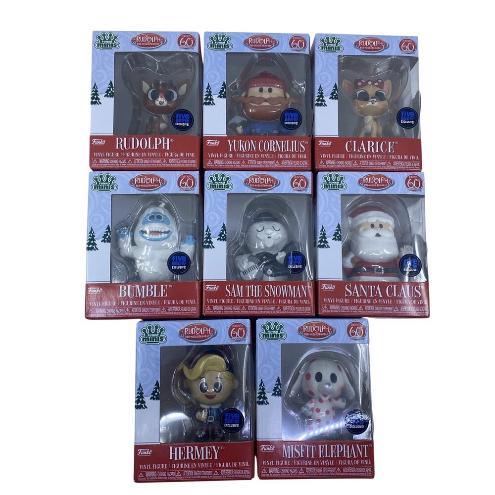 Funko Minis Rudolph the Red-Nosed Reindeer 60th Anniv. Ornaments Lot of 8 NIB